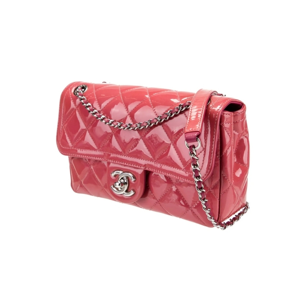 CHANEL Pink Small Coco Shine Quilted Patent Shoulder Flap Bag - Picture 3 of 7